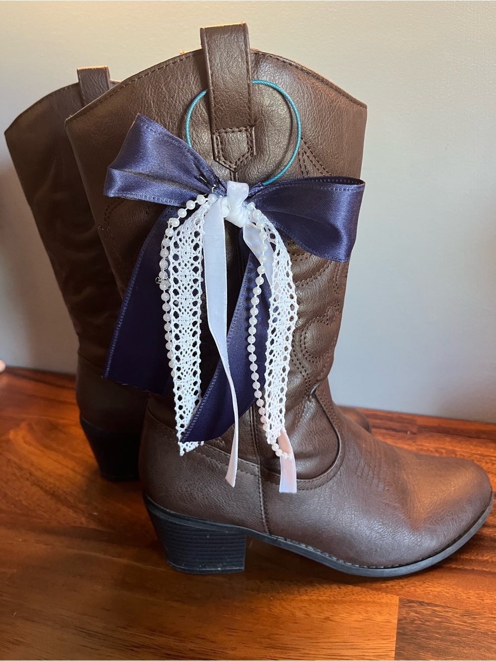 Navy & White Boot Bows!